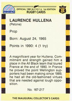 1991 Regina NZRFU 1st Edition #167 Laurence Hullena Back